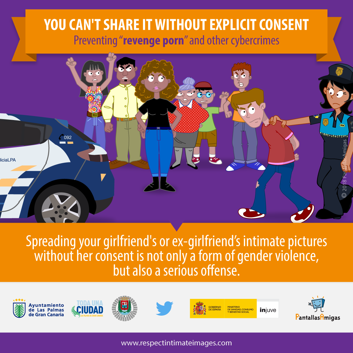 Spreading your girlfriend's or ex-girlfriend’s intimate pictures without her consent is not only a form of gender violence,but also a serious offense.